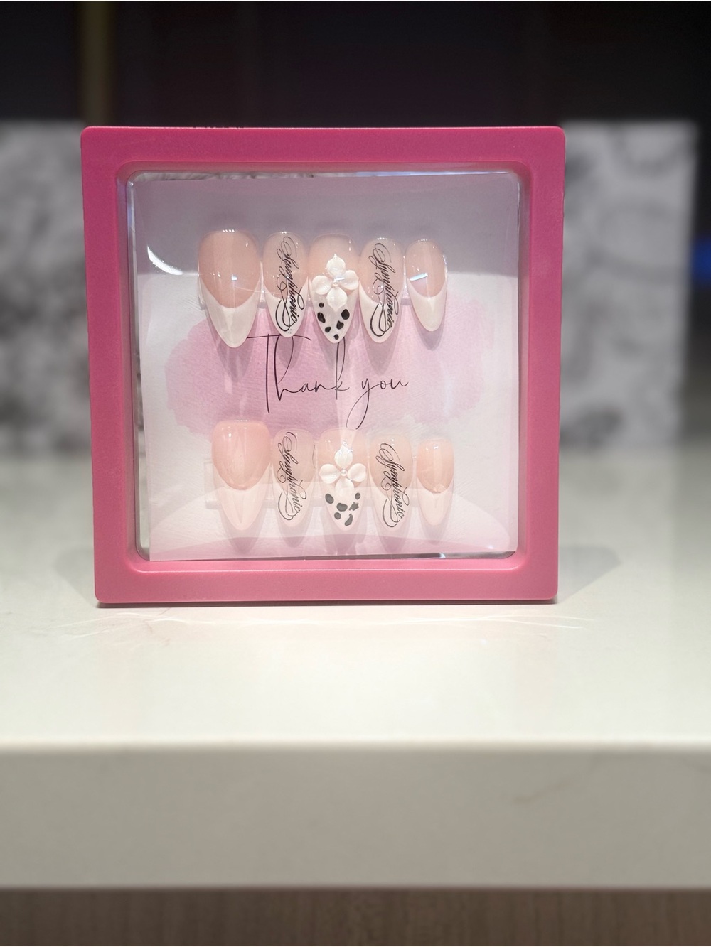 Soft Pink Floral French Tip Press-On Nail Set